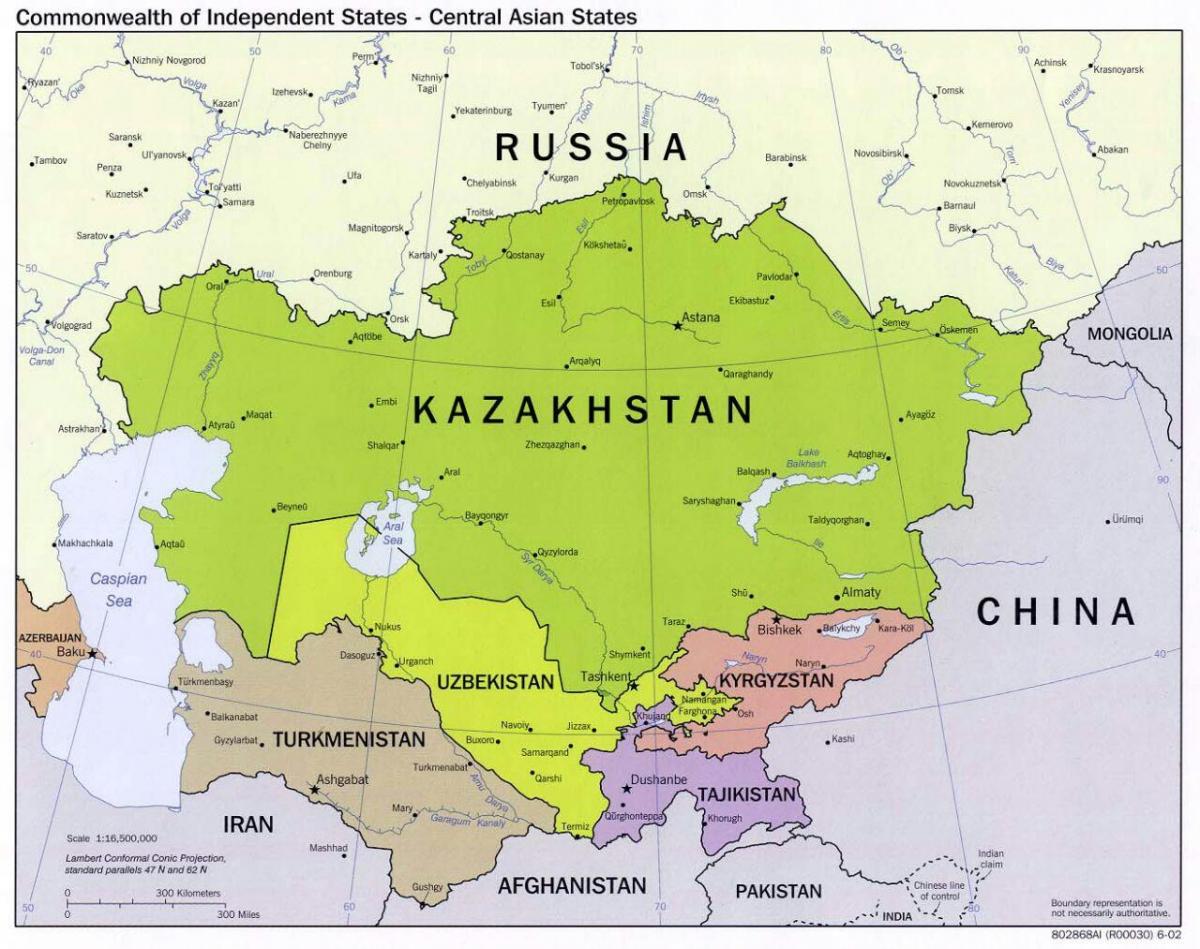 Узбекистан карта на Русия