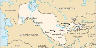 Карта на градовете на Узбекистан